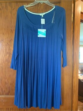 Umgee Blue Midi Dress with Scoop Neck